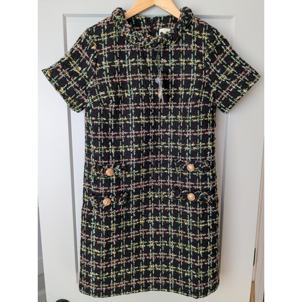 Tuckernuck Black Tinsel Tweed Short Sleeve Jackie Dress Size S
